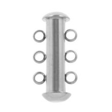 Fermoir Coulissant Multi-Chaînes Acier Inoxydable 3 Rangs (19 x 10 mm) Argent Antique (1 pièce)