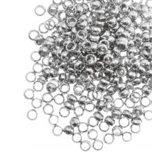 Perles à Écraser en Acier Inoxydable (Diamètre intérieur 1 mm) Argent Antique (100 pièces)
