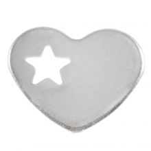 Breloque Acier Inoxydable Coeur (11 x 12.5 x 1 mm) Argent Antique (25 pièces)