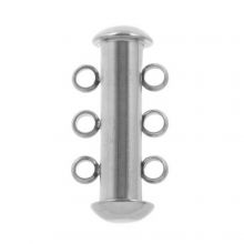 Fermoir Coulissant Multi-Chaînes Acier Inoxydable 3 Rangs (19 x 10 mm) Argent Antique (1 pièce)