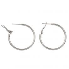 Boucles d'Oreilles Acier Inoxydable (30 x 2 mm) Argent Antique (2 pièces)