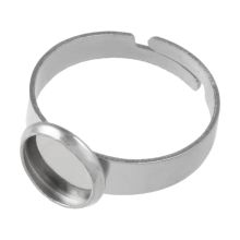 Bague Réglable Acier Inoxydable (8 mm) Argent Antique (5 pièces)