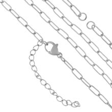 DIY Collier - Collier Acier Inoxydable Réglable (7 x 3 mm / 39 cm) Argent Antique (1 pièce)