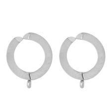 Boucles d'Oreilles Huggie Clip Acier Inoxydable (16 x 13 mm) Argent Antique (4 pièces)