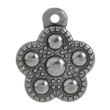 Breloque Acier Inoxydable Fleur (18 x 15 x 3 mm) Argent Antique (5 pièces)