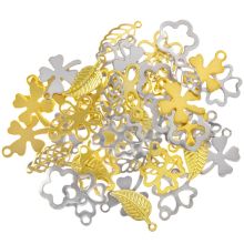 Mélange de Breloques Acier Inoxydable (10.7 - 14 x 6 - 12.5 x 0.5 - 0.9 mm) Mix Color (50 pièces)