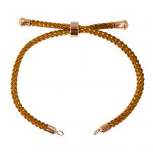 DIY Bracelet - Cordon Nylon Tressé Réglable (22 cm) Caramel - Or Rose (1 pièce)