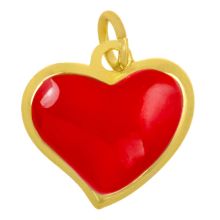 Breloque Émaillée Coeur (13.5 x 14 x 4 mm) Red - 18K Gold Plated (2 pièces)