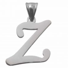 Pendentif Lettre Z Acier Inoxydable (33 x 23 x 2 mm) Argent Antique (1 pièce)