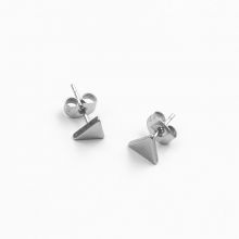 Clous d'Oreilles Acier Inoxydable Triangle avec Fermoir (7 x 1.5 mm) Argent Antique (2 pièces)