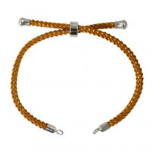 DIY Bracelet - Cordon Nylon Tressé Réglable (22 cm) Caramel - Argent Antique (1 pièce)