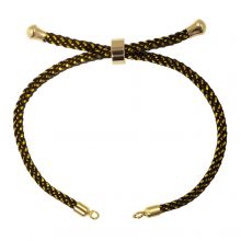 DIY Bracelet - Cordon Nylon Tressé Réglable (22 cm) Black - Or (1 pièce)