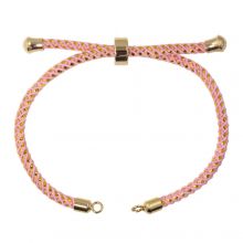 DIY Bracelet - Cordon Nylon Tressé Réglable (22 cm) Pink - Or (1 pièce)