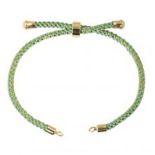 DIY Bracelet - Cordon Nylon Tressé Réglable (22 cm) Aquamarine - Or (1 pièce)