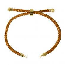 DIY Bracelet - Cordon Nylon Tressé Réglable (22 cm) Caramel - Or (1 pièce)