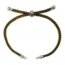 DIY Bracelet - Cordon Nylon Tressé Réglable (22 cm) Black - Argent Antique (1 pièce)
