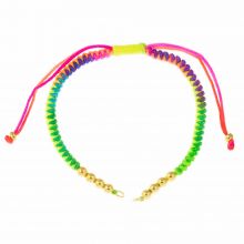DIY Bracelet - Cordon Nylon Tressé avec Perles Métal Réglable (26 cm) Colorful - Or (1pièce)