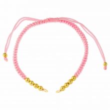 DIY Bracelet - Cordon Nylon Tressé avec Perles Métal Réglable (26 cm) Pink - Or (1pièce)