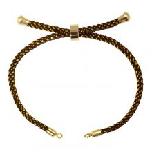 DIY Bracelet - Cordon Nylon Tressé Réglable (22 cm) Dark Brown - Or (1 pièce)