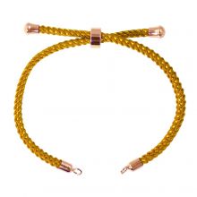 DIY Bracelet - Cordon Nylon Tressé Réglable (22 cm) Honey - Or Rose (1 pièce)