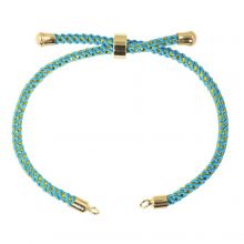 DIY Bracelet - Cordon Nylon Tressé Réglable (22 cm) Sky Blue - Or (1 pièce)