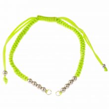DIY Bracelet - Cordon Nylon Tressé avec Perles Métal Réglable (26 cm) Lime Green - Argent Antique (1pièce)