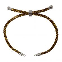 DIY Bracelet - Cordon Nylon Tressé Réglable (22 cm) Dark Brown - Argent Antique (1 pièce)