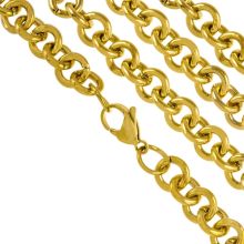 Collier Maille Rond Acier Inoxydable (8.5 x 2 mm / 50 cm) Or (1 pièce)