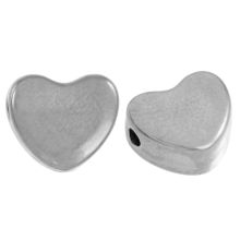 Perles Acier Inoxydable Coeur (8 x 9 x 4.5 mm) Argent Antique (2 pièce)