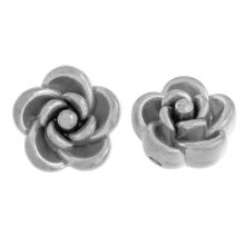 Perles Acier Inoxydable Rose (10 x 6 mm) Argent Antique (2 pièces) 