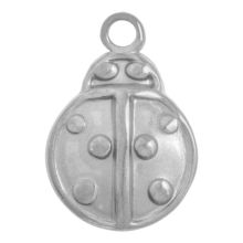 Breloque Acier Inoxydable Coccinelle (12.5 x 8.5 x 2.5 mm) Argent Antique (5 pièces)