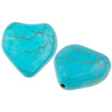 Perles Turquoise Coeur (17 x 17 x 8 mm) Blue Turquoise (5 pièces)