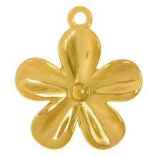 Pendentif Acier Inoxydable Fleur (28 x 24 x 2.5 mm) 18K Gold Ion Plated (1 pièce)