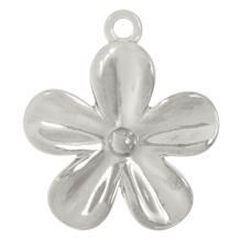 Pendentif Acier Inoxydable Fleur (28 x 24 x 2.5 mm) Argent Antique (1 pièce)