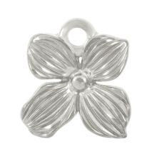Breloque Acier Inoxydable Fleur (17 x 15 x 3.5 mm) Argent Antique (2 pièces)