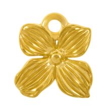 Breloque Acier Inoxydable Fleur (17 x 15 x 3.5 mm) 18K Gold Ion Plated (2 pièces)
