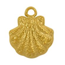 Charm Acier Inoxydable Coquillage (18 x 15 x 3 mm) 18K Gold Ion Plated (2 pièces)