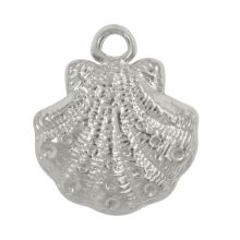 Charm Acier Inoxydable Coquillage (18 x 15 x 3 mm) Argent Antique (2 pièces)