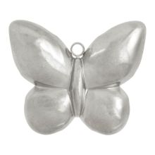 Pendentif Acier Inoxydable Papillon (27 x 23 x 3 mm) Antique Argent (1 pièce)
