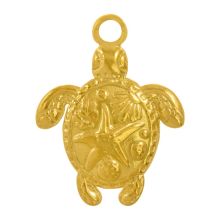 Pendentif Acier Inoxydable Tortue (23 x 18 x 3 mm) 18K Gold Ion Plated (2 pièces)