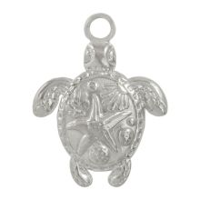 Pendentif Acier Inoxydable Tortue (23 x 18 x 3 mm) Argent Antique (2 pièces)