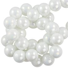 Perles en Verre Électroplaquées (10 mm) Pearl White AB (39 pièces)
