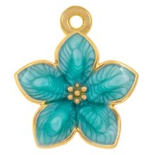 Breloque Émaillée Fleur (17 x 14 x 2.5 mm) Blue Turquoise (3 pièces)