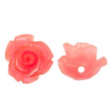 Perles synthétiques en corail Fleur (10 x 10.5 x 8 mm) Watermelon Pink (5 pièces)