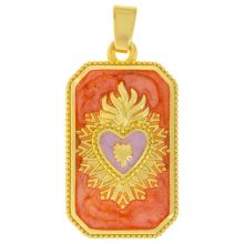 Pendentif Émaillé Cœur (26 x 16 x 3.5 mm) Orange (1 pièces)