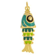 Pendentif Émaillé Poisson (30 x 10 x 7 mm) Teal (1 pièce)