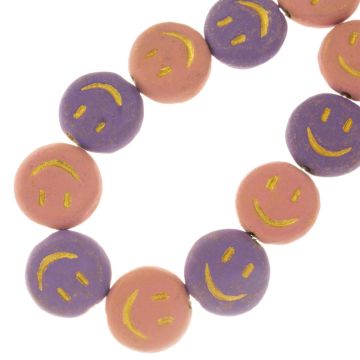 Perles en Céramique Smiley (17 x 6 mm) Pastel Mix (11 pièces)