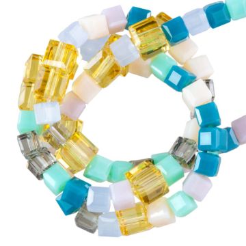 Perles en Verre Cube (4 x 4 - 3 x 3 mm)  Summer Blue (53 pièces)