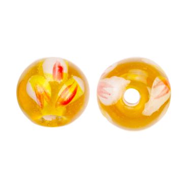 Perles en Verre Lampwork Fleur (8 x 9 mm) Mimosa (5 pièces)