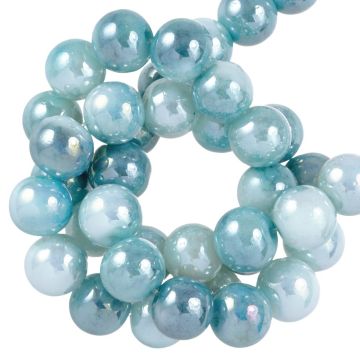 Perles en Verre Électroplaquées (8 mm) Steel Blue(100 pièces)